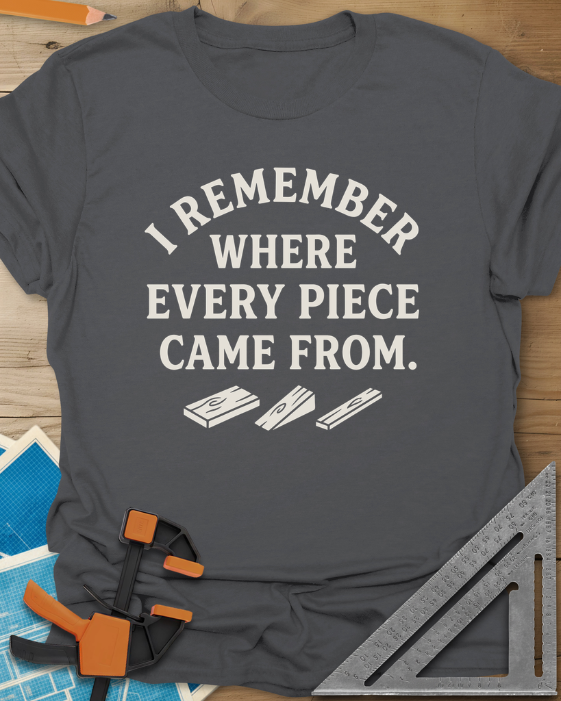 I Remember Where Every Piece Came From Tee — charcoal