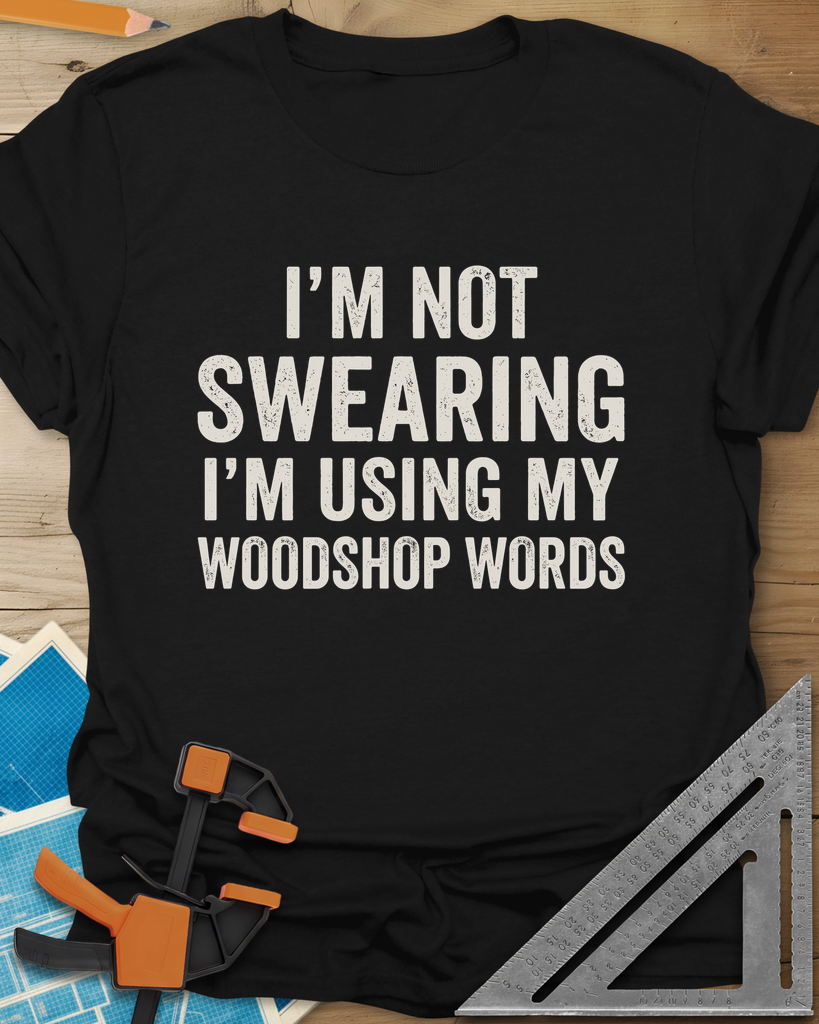 Woodshop Words Tee — black