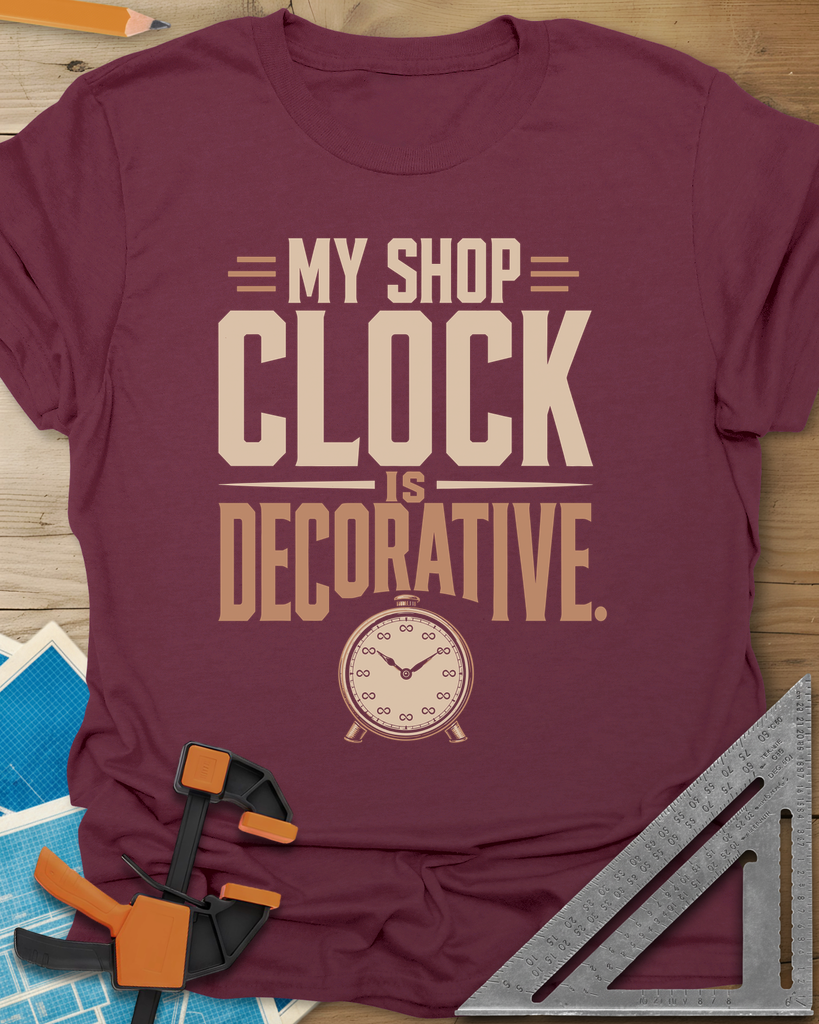 Decorative Clock Tee — maroon