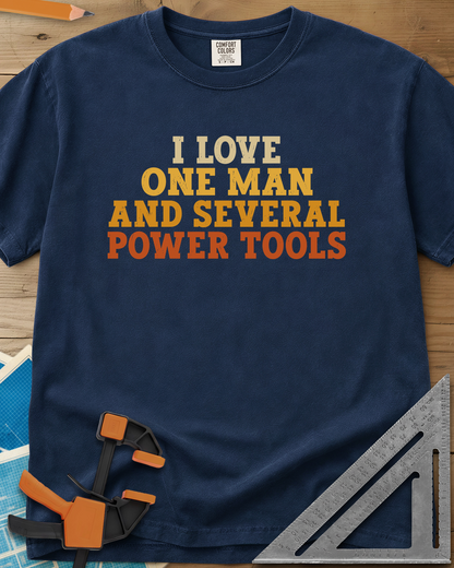 Love & Power Tools - Premium Heavyweight Tee — navy