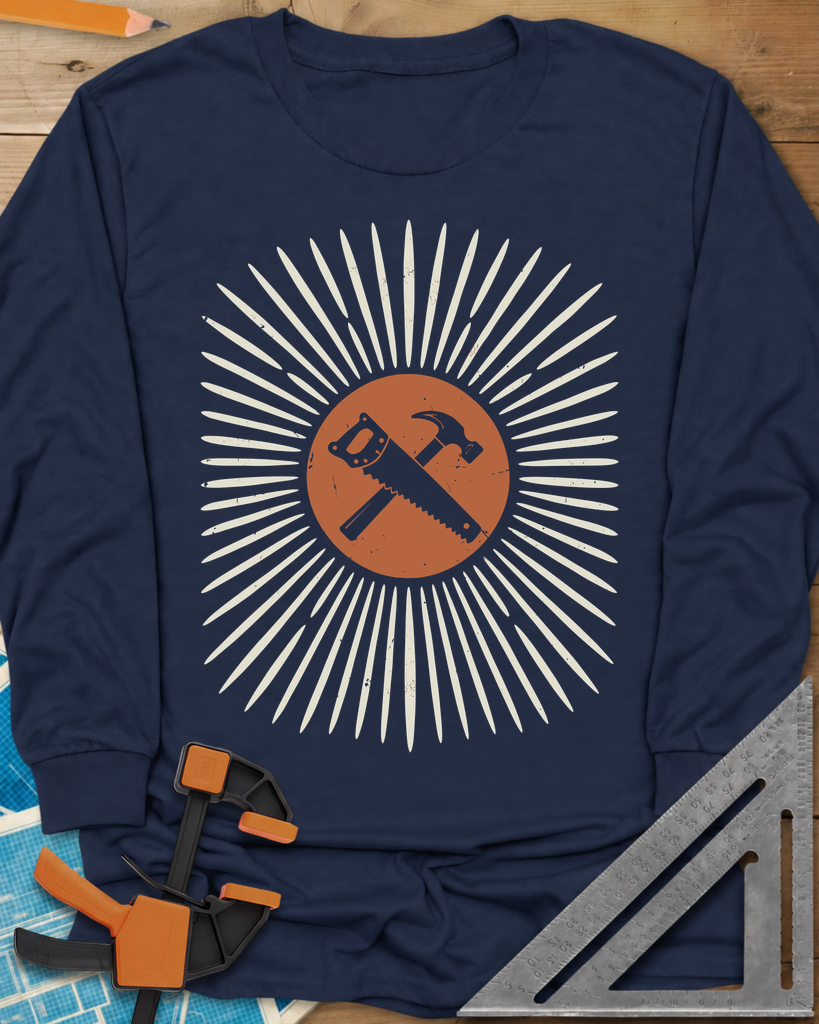 Saw & Hammer Long Sleeve Tee — navy