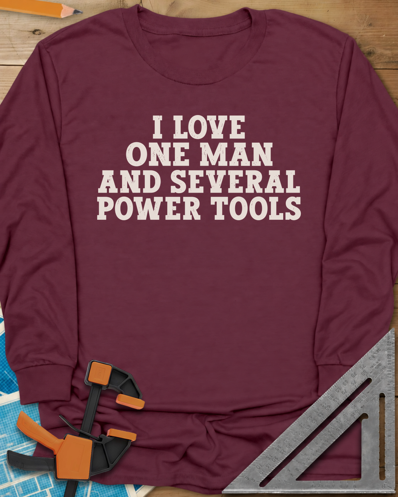 Love & Power Tools Long Sleeve Tee — maroon