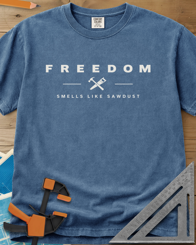 Sawdust Freedom - Premium Heavyweight Tee — blue_jean