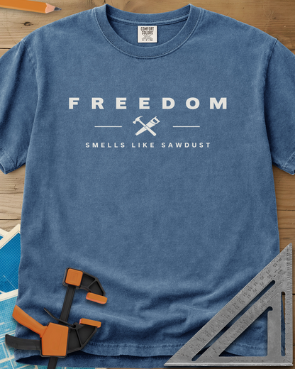 Sawdust Freedom - Premium Heavyweight Tee — blue_jean