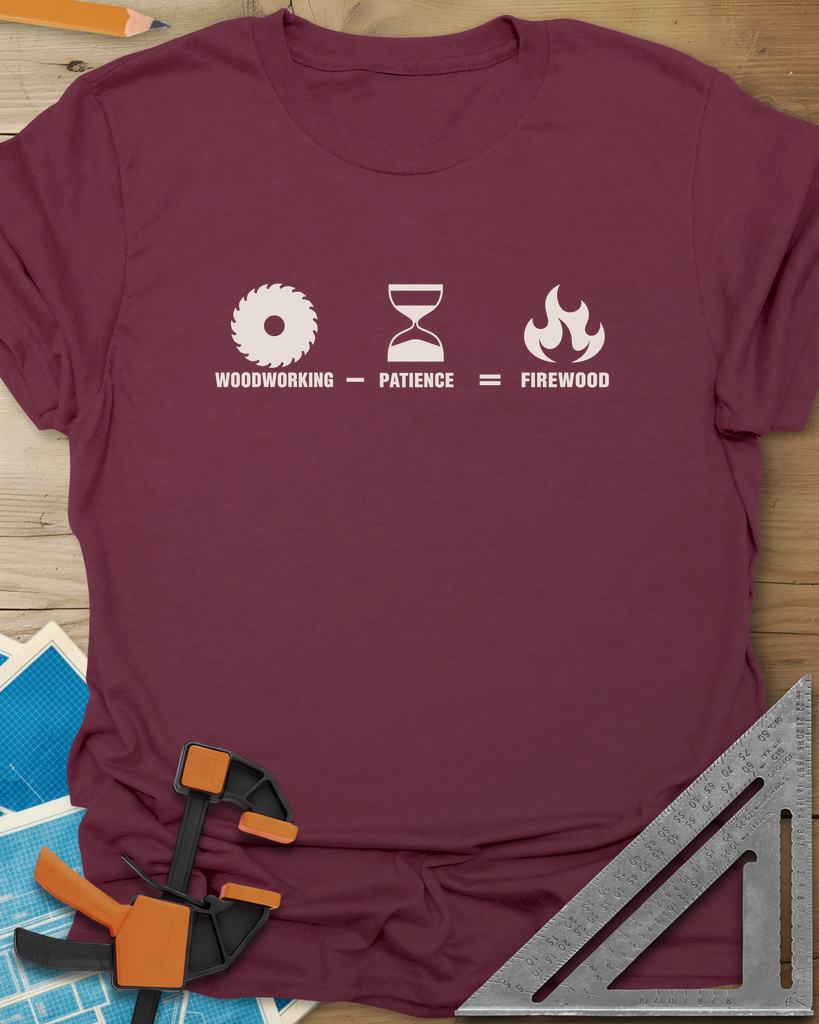 Patience Firewood Tee — maroon
