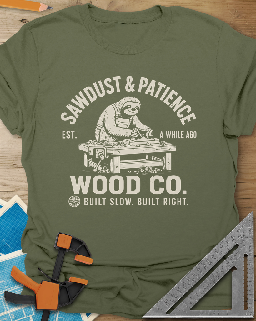 Sawdust & Patience Tee — military_green