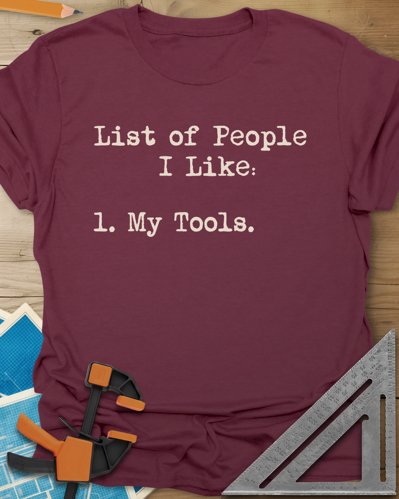 Tool List Tee — maroon