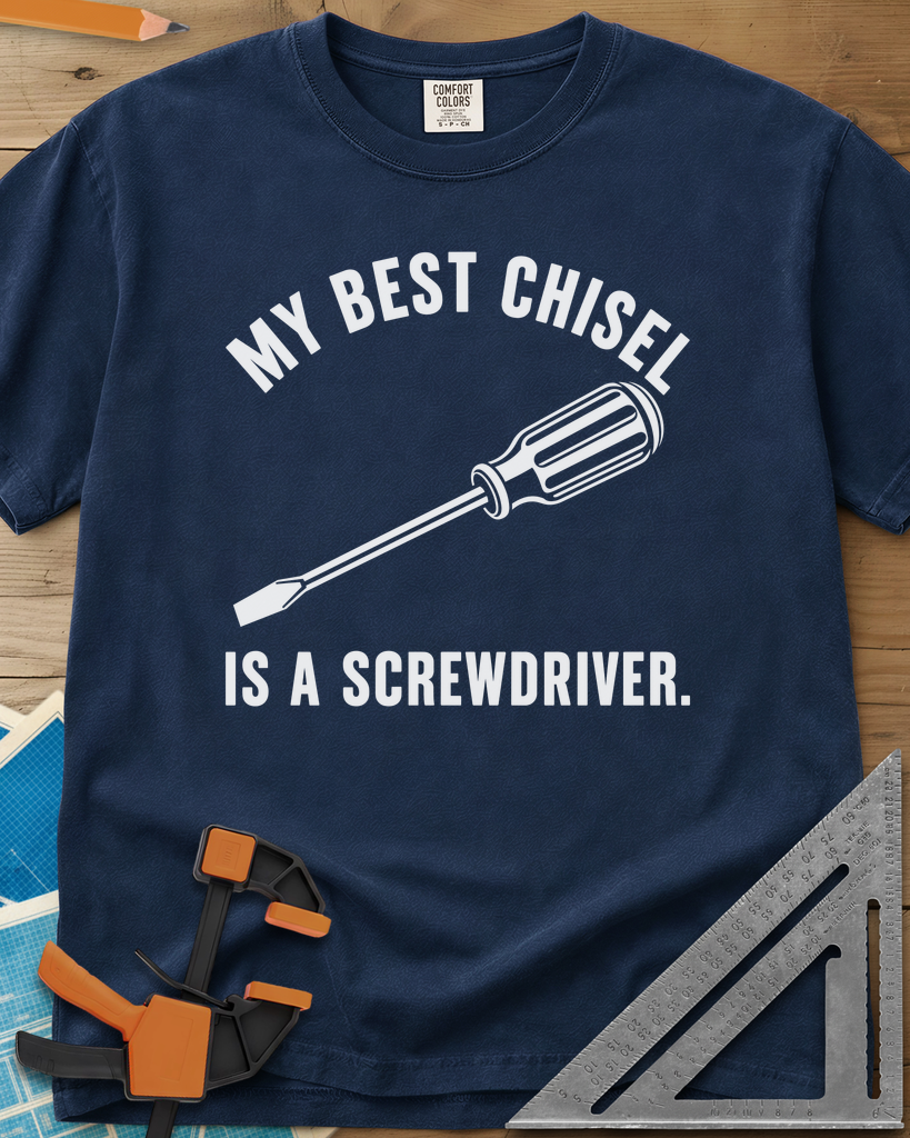 Chisel Screwdriver - Premium Heavyweight Tee — navy