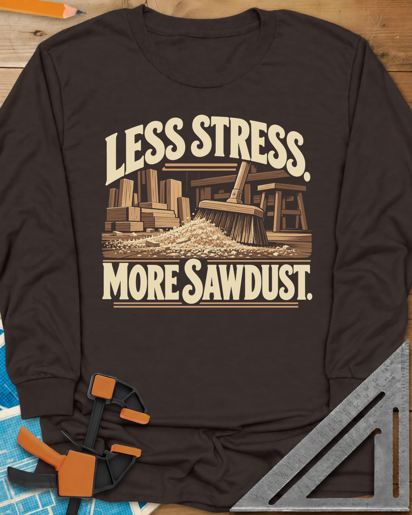 Less Stress Long Sleeve Tee — dark_chocolate