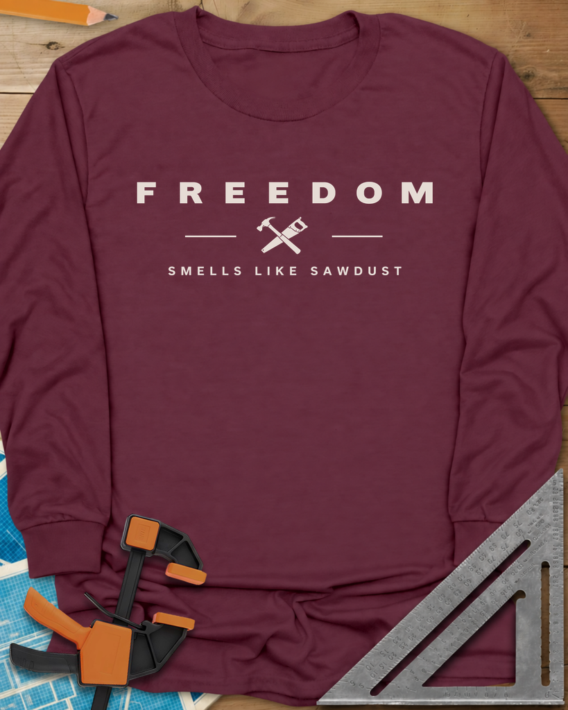 Sawdust Freedom Long Sleeve Tee — maroon
