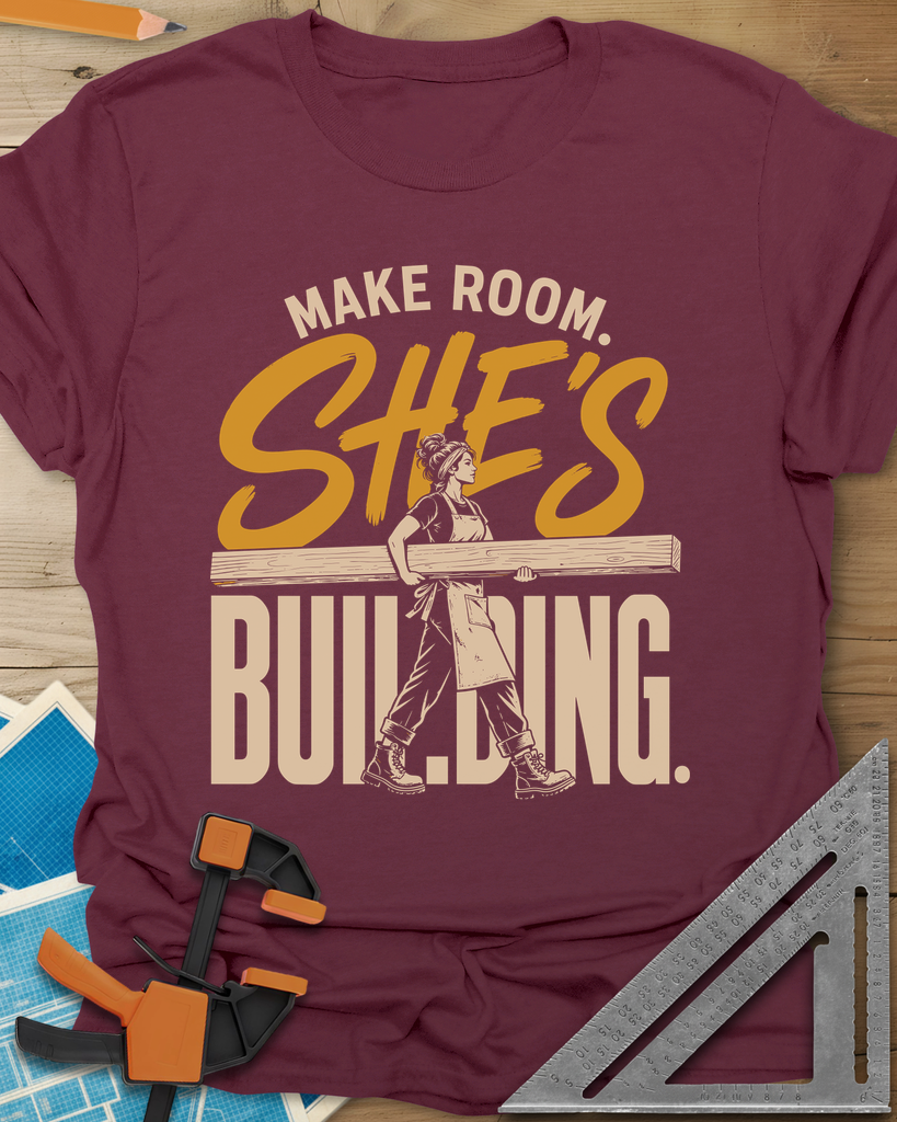 She'S Building Tee — maroon