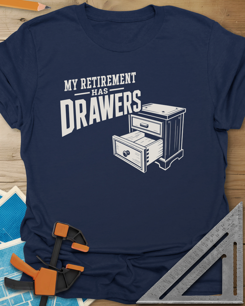 Retirement Drawers Tee — navy