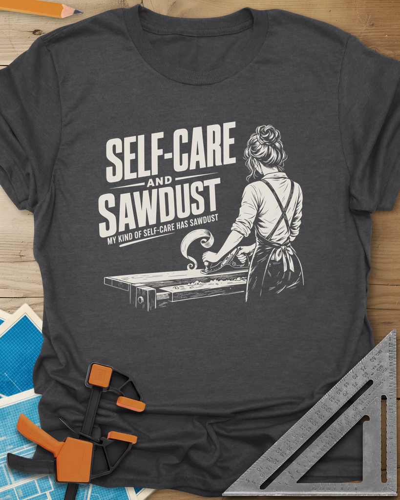 Self-Care & Sawdust Tee — dark_heather_grey