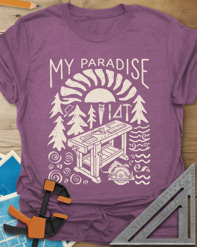 Paradise Workshop Tee — heather_maroon