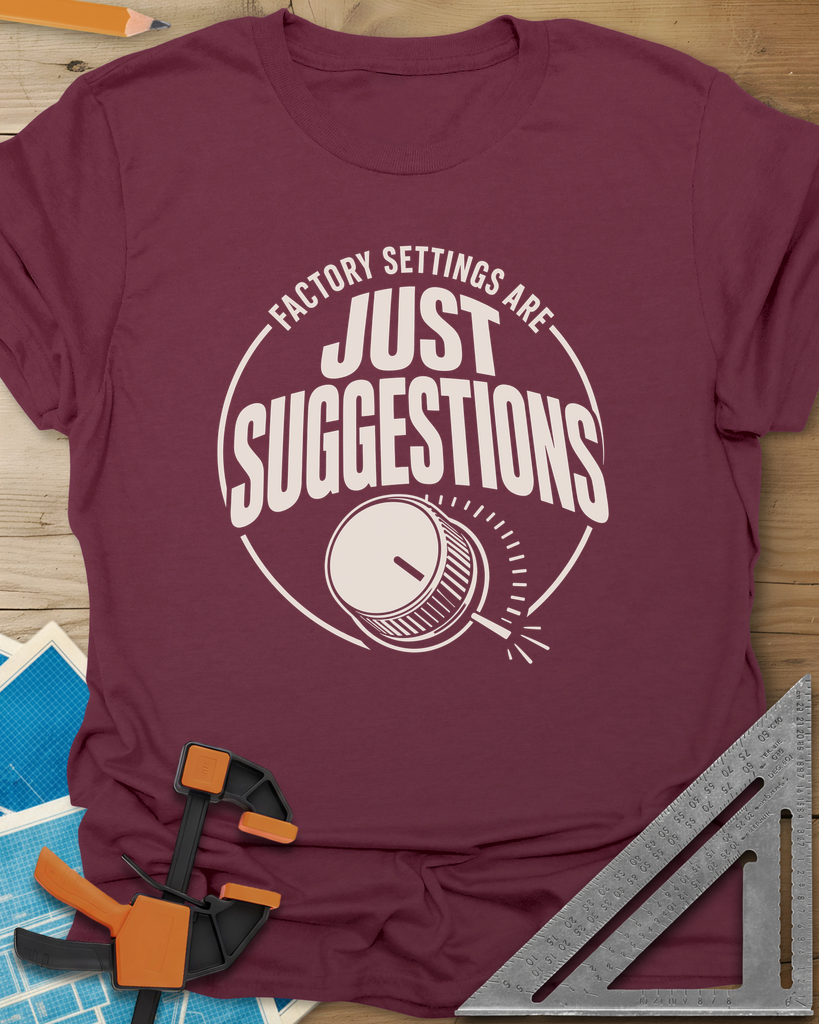 Factory Suggestions Tee — maroon