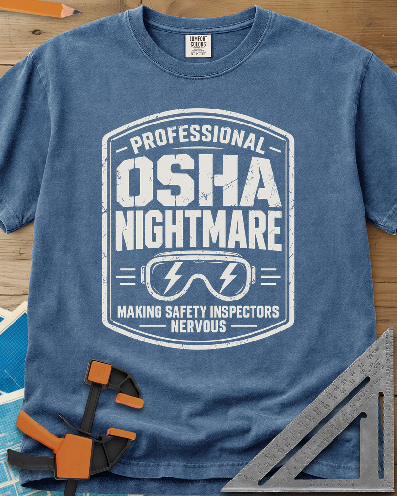 OSHA Nightmare - Premium Heavyweight Tee — blue_jean