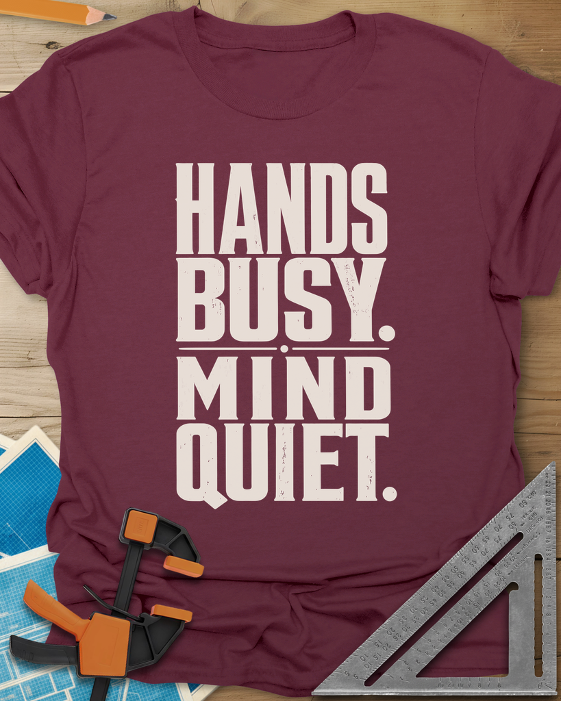 Busy Hands Tee — maroon