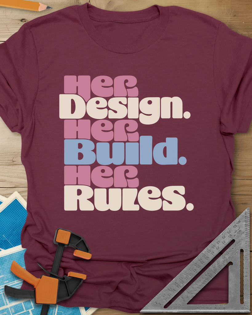 Her Rules Tee — maroon
