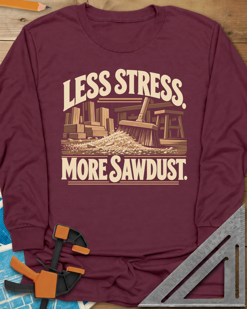 Less Stress Long Sleeve Tee — maroon