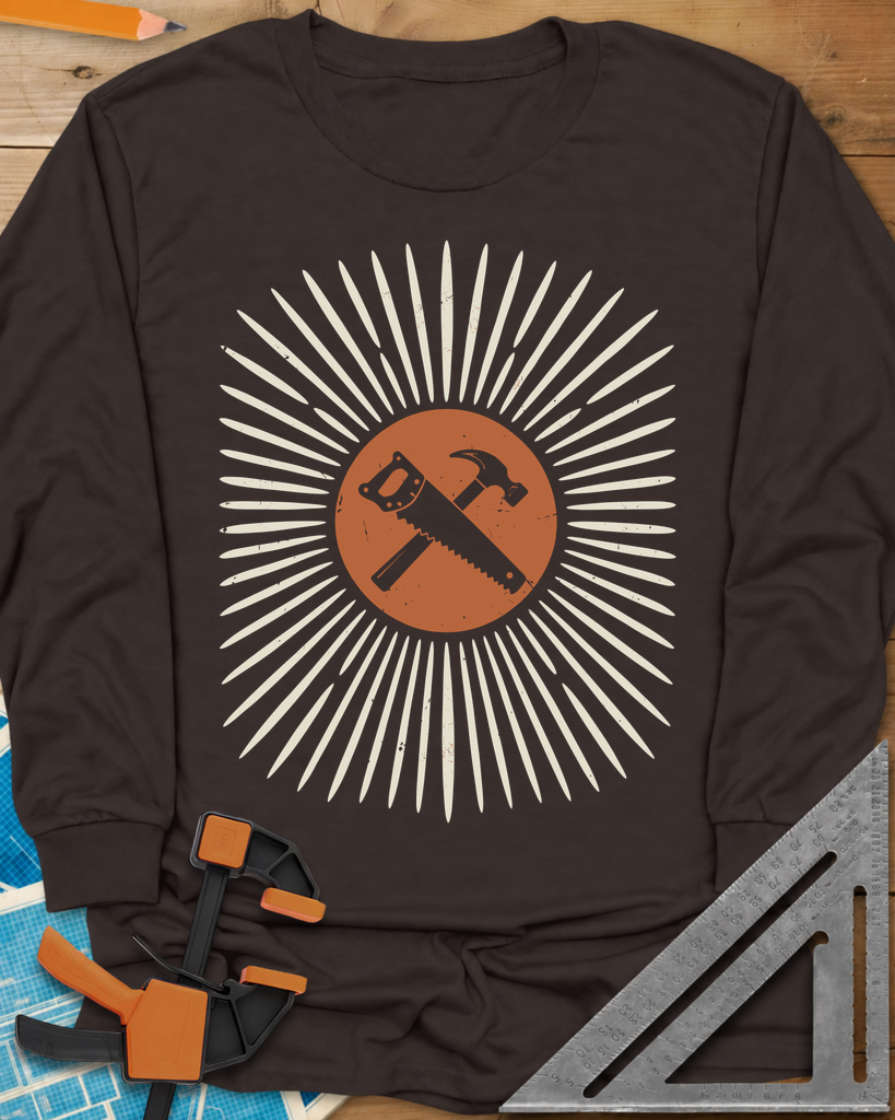 Saw & Hammer Long Sleeve Tee — dark_chocolate