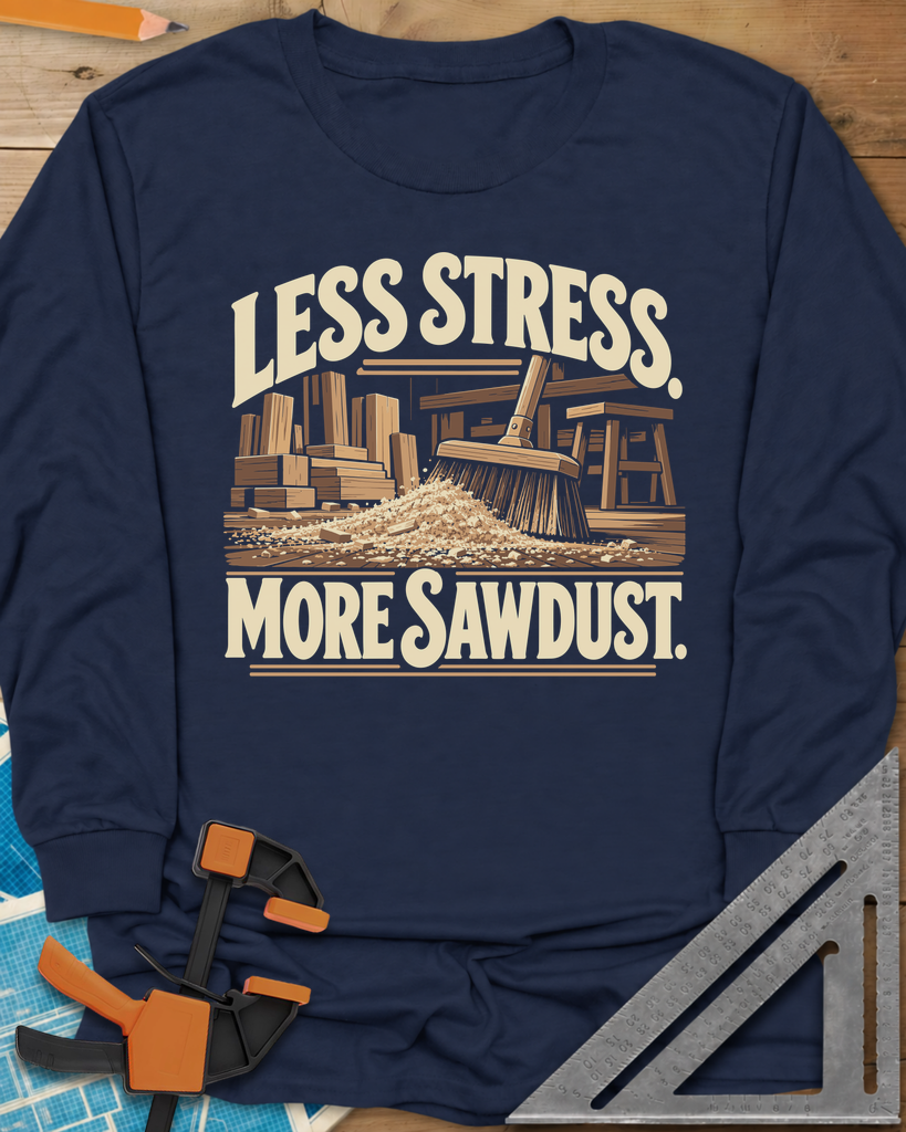 Less Stress Long Sleeve Tee — navy