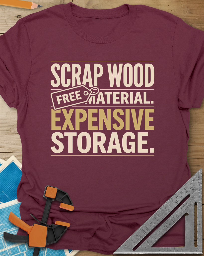 Free Material Expensive Storage Tee — maroon