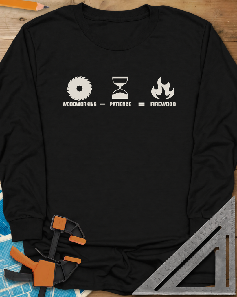 Patience Firewood Long Sleeve Tee — black