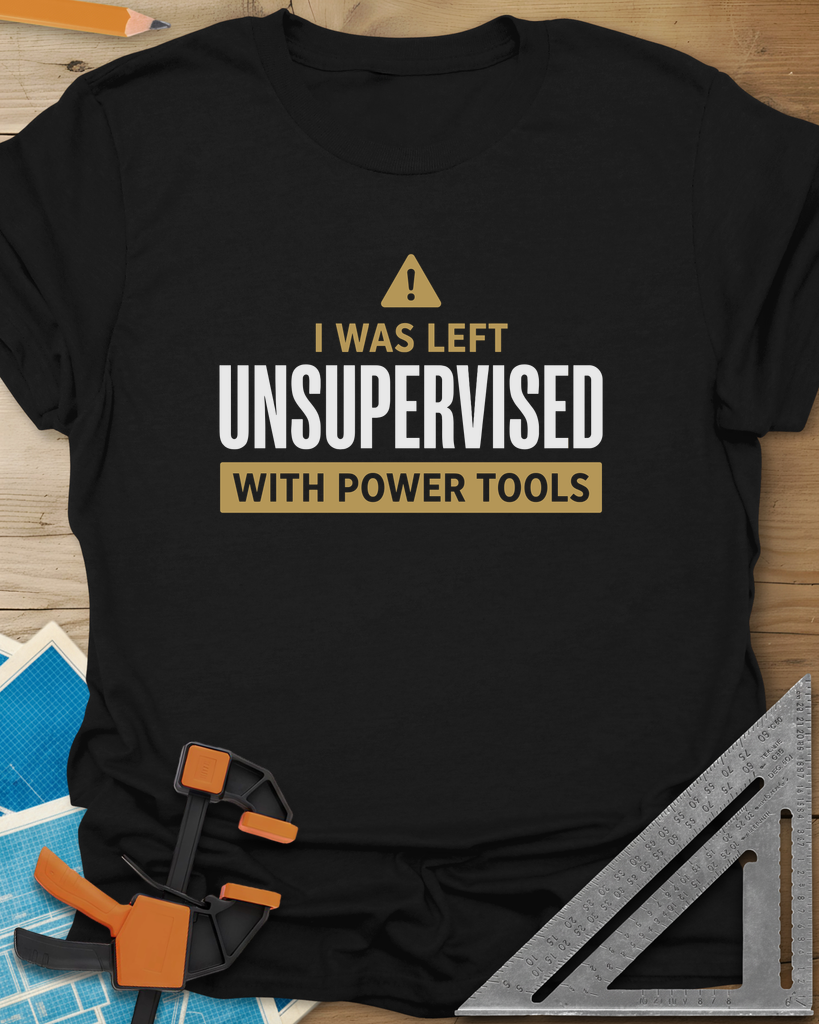 Left Unsupervised With Power Tools Tee — black