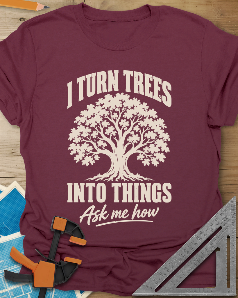 Tree Things Tee — maroon