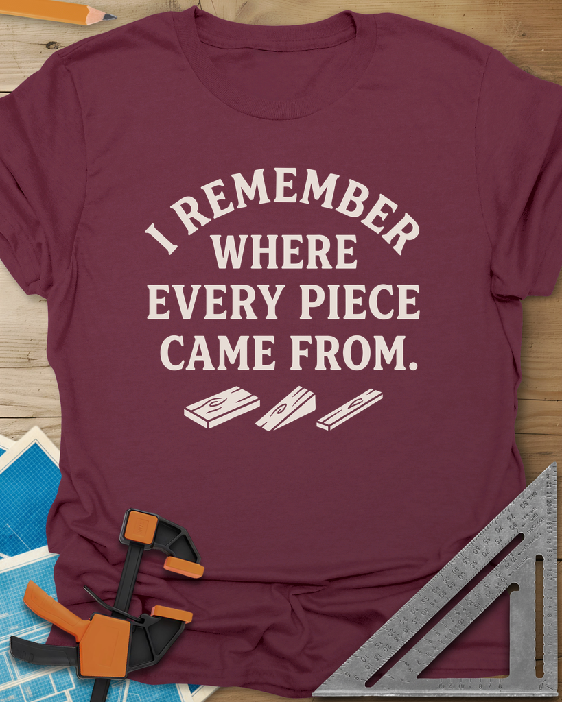 I Remember Where Every Piece Came From Tee — maroon