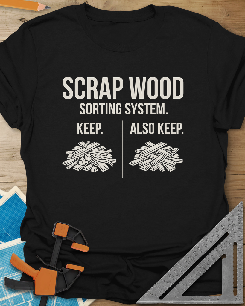 Scrap Wood Sorting System Tee — black