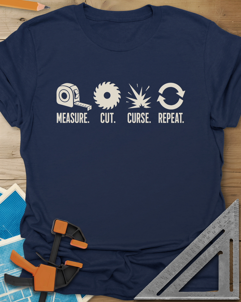 Measure Cut Repeat Tee — navy