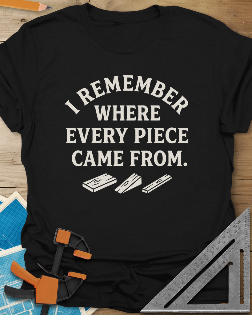 I Remember Where Every Piece Came From Tee — black