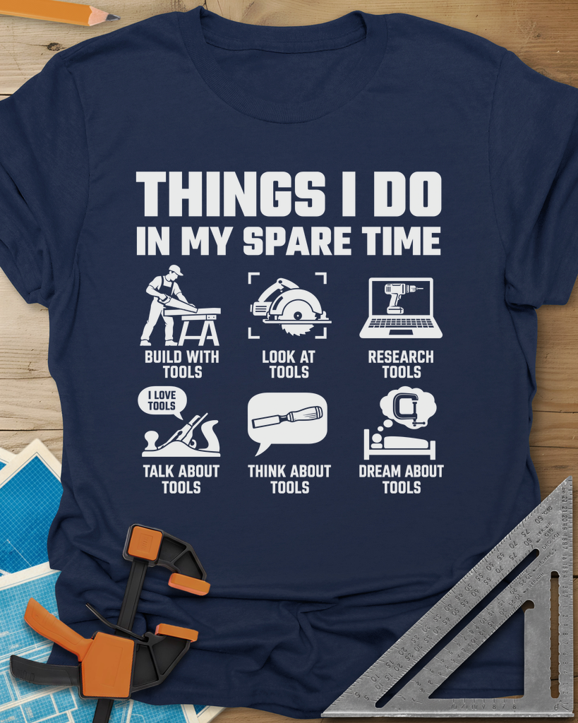 Spare Time Tools Tee — navy