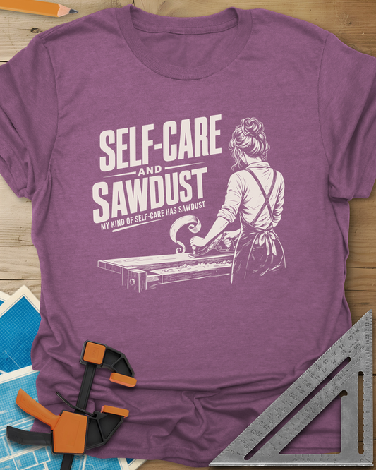 Self-Care & Sawdust Tee — heather_maroon