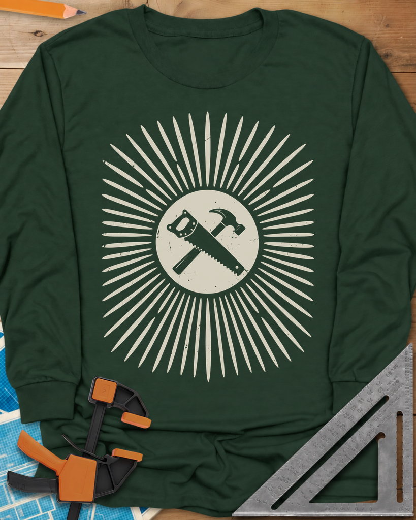 Saw & Hammer Long Sleeve Tee — forest_green