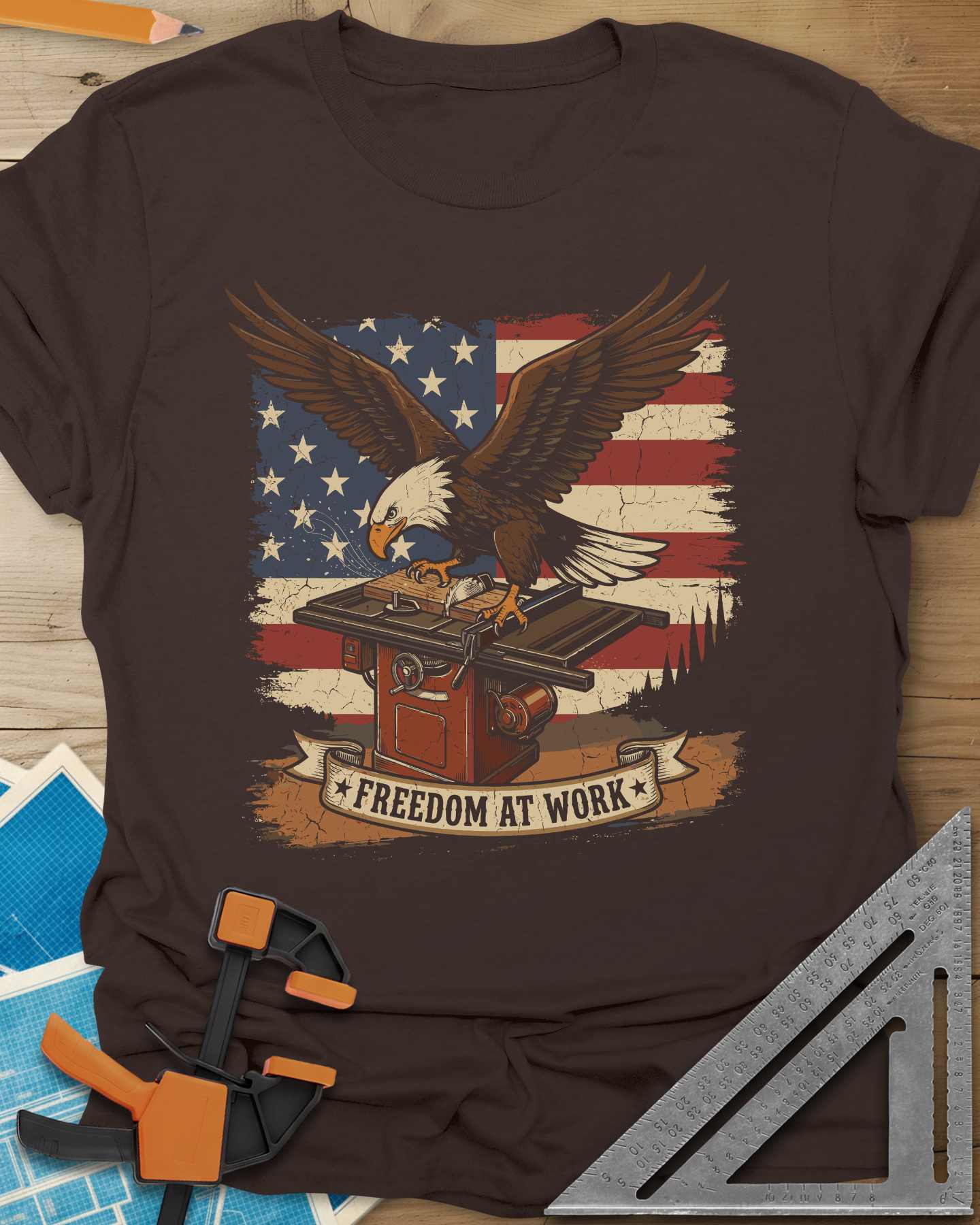 Freedom At Work Woodworking Eagle Tee