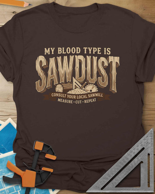 My Blood Type Is Sawdust Woodworking Tee