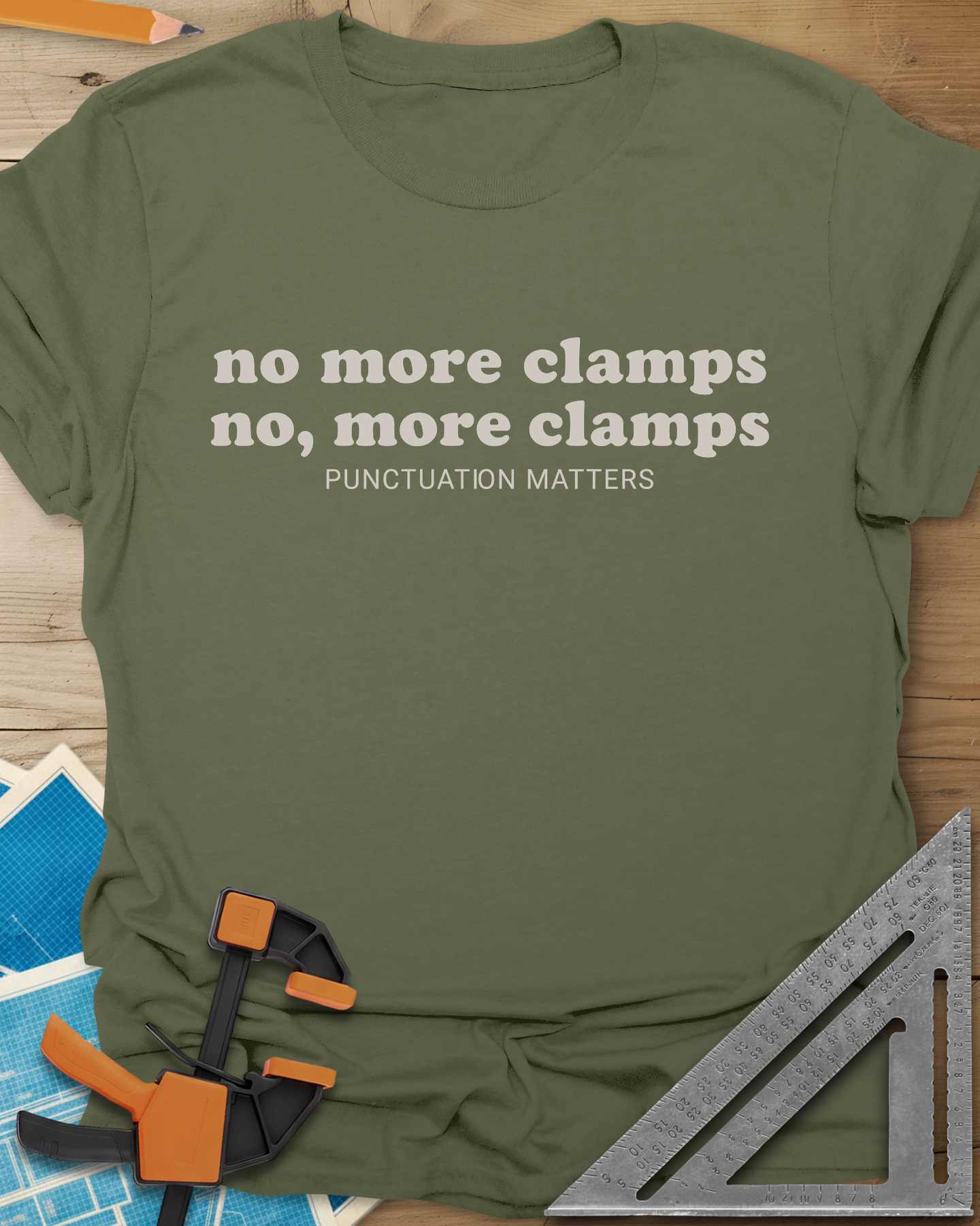 No More Clamps Punctuation Matters Tee