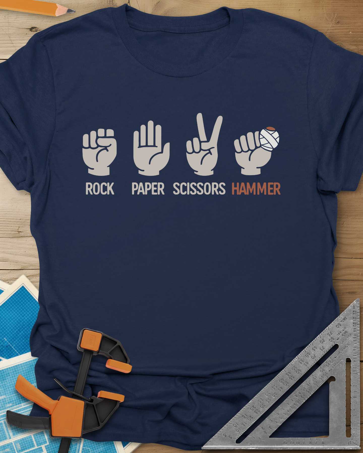 Rock, Paper, Scissors, Hammer Tee