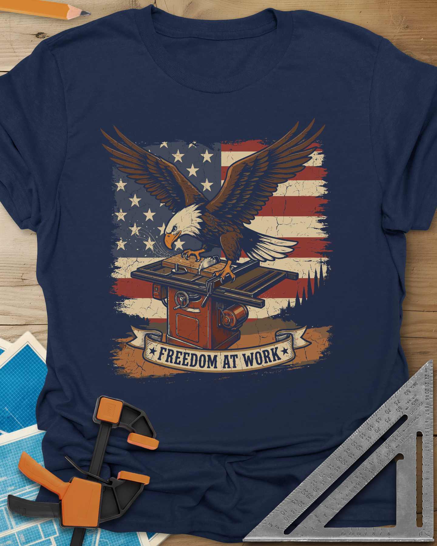 Freedom At Work Woodworking Eagle Tee