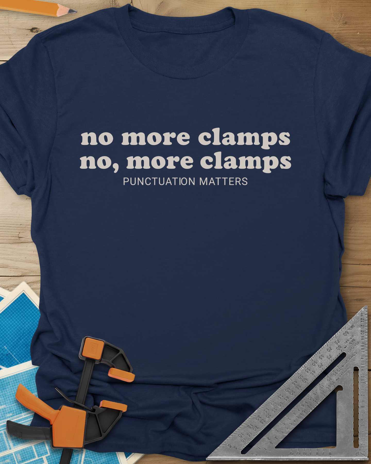 No More Clamps Punctuation Matters Tee