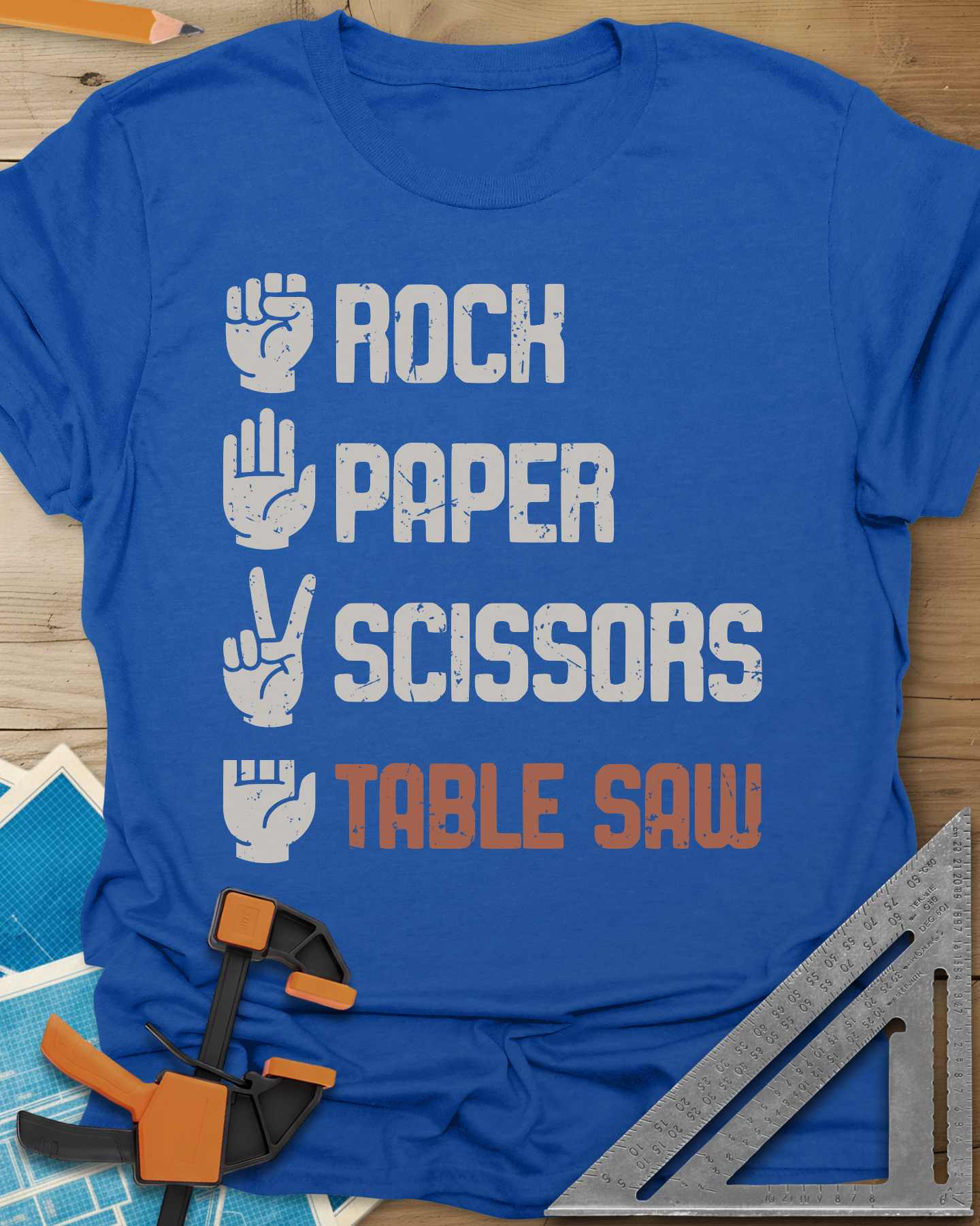 Rock, Paper, Scissors, Table Saw Vintage Tee