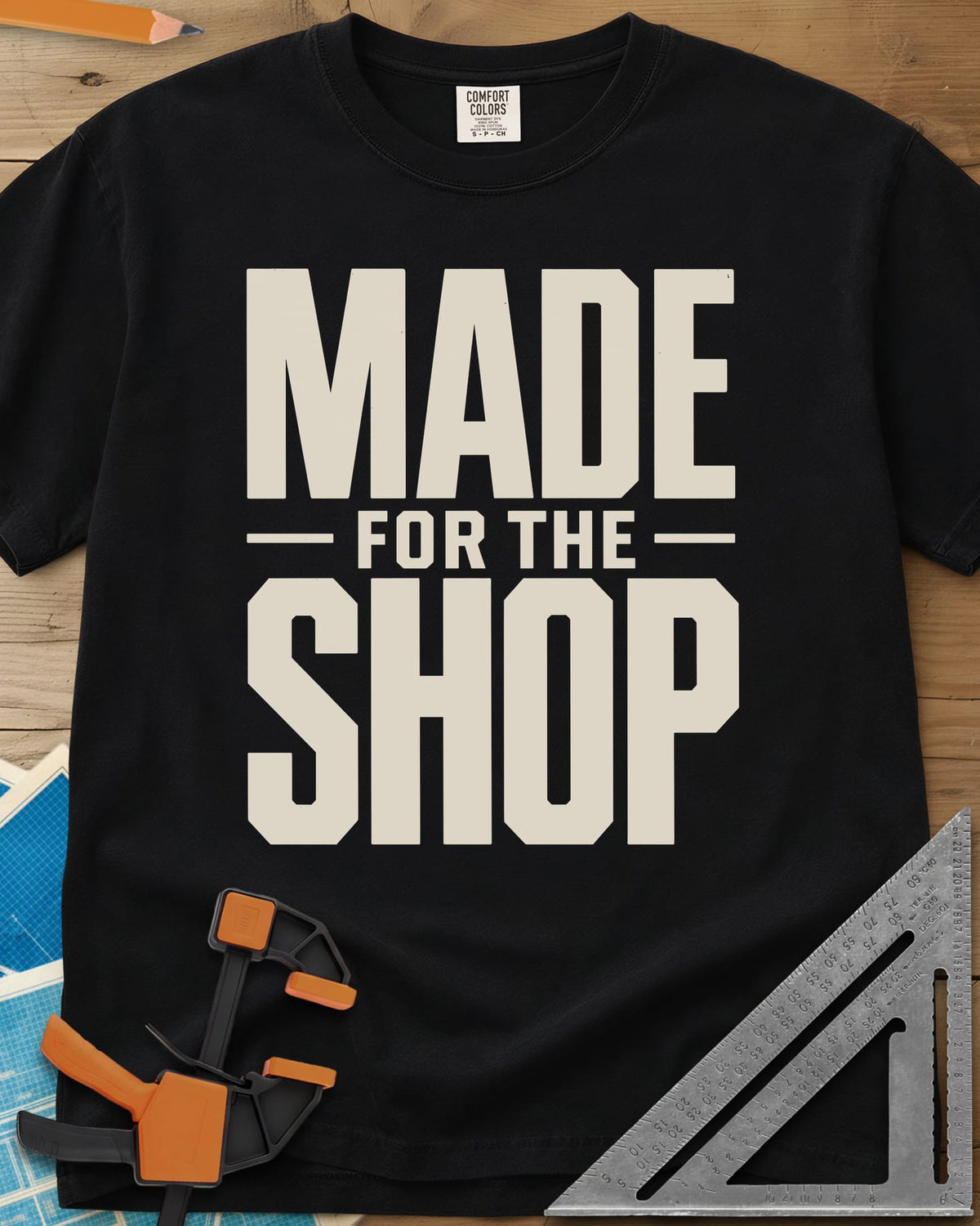 Shop Crafted heavyweight tee in Black, bold block lettering with FOR THE set small between two rules