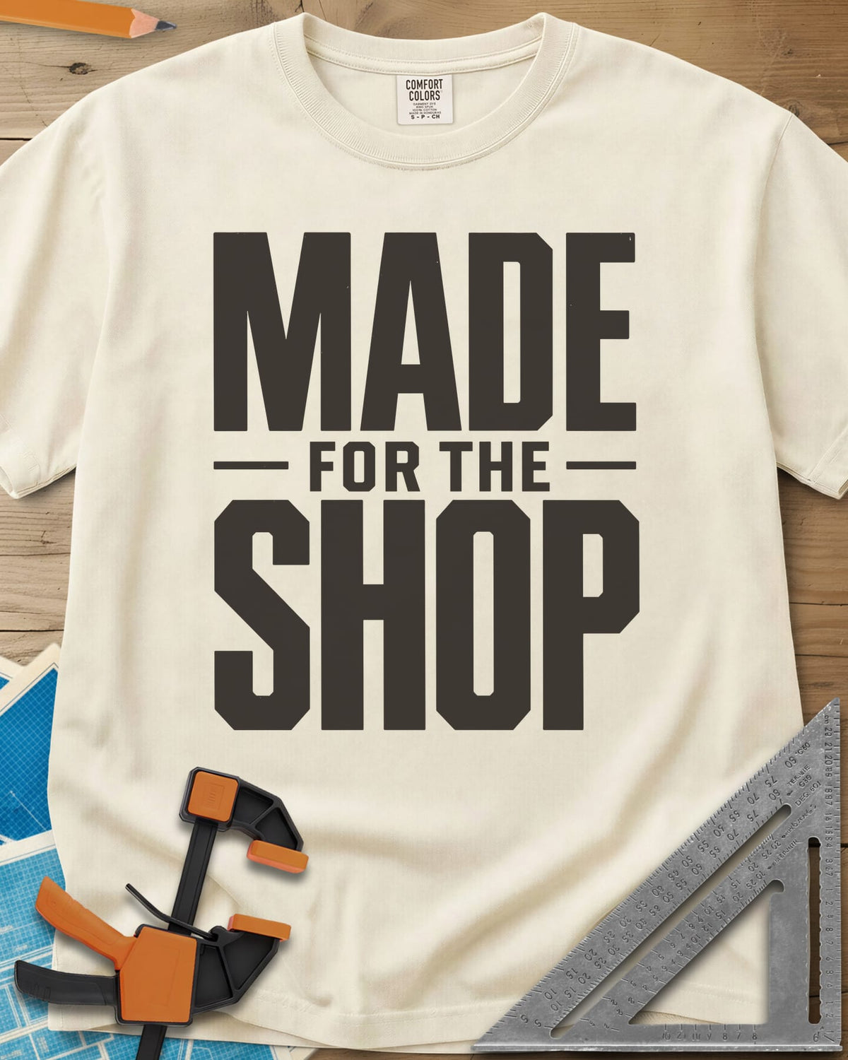 Shop Crafted heavyweight tee in Ivory, bold block lettering with FOR THE set small between two rules