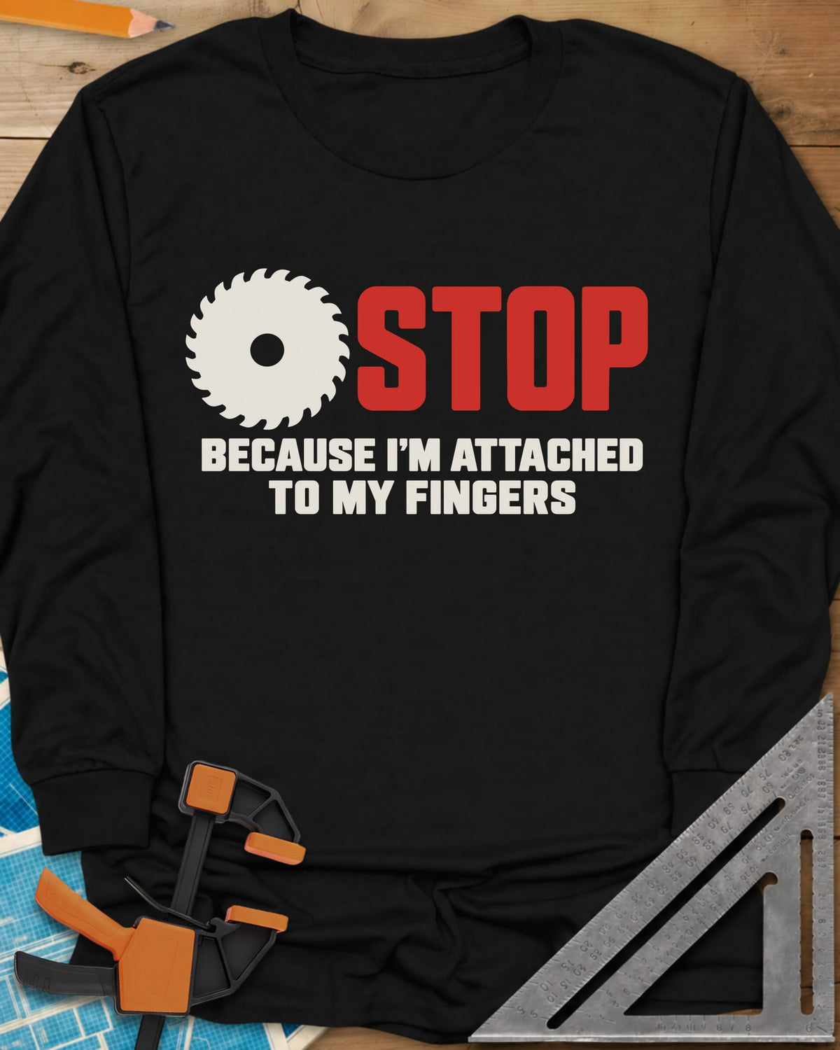 Stop Saw Long Sleeve Tee - Black