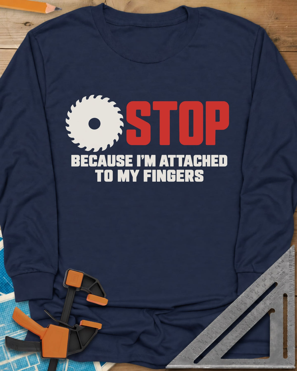 Stop Saw Long Sleeve Tee - Navy