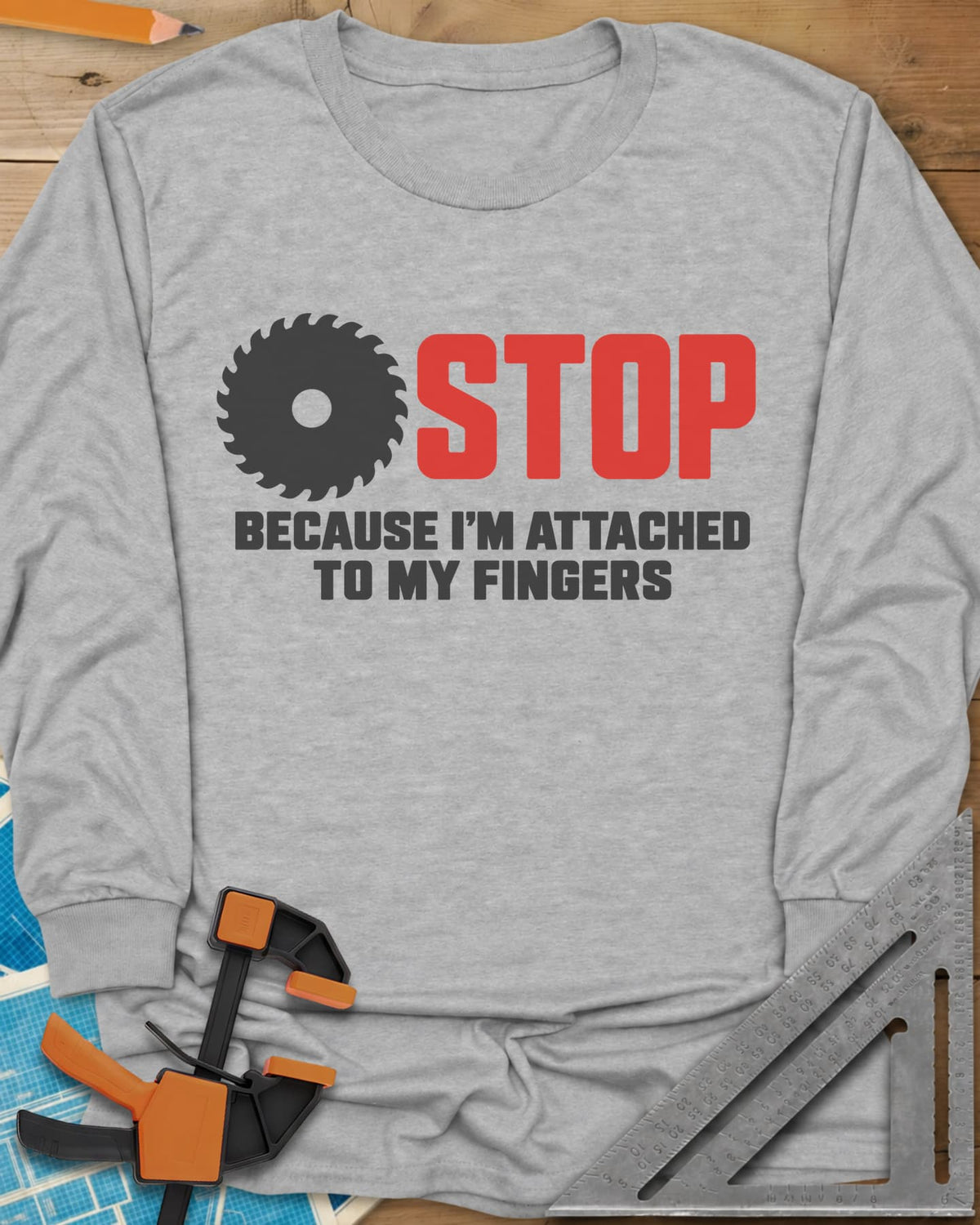 Stop Saw Long Sleeve Tee - Sport Grey