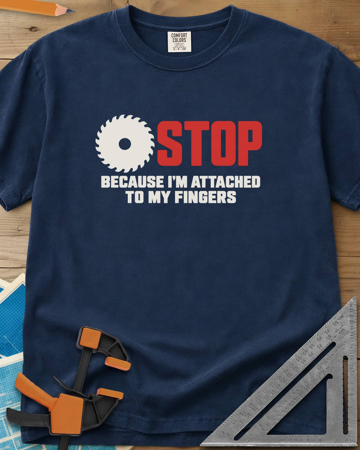 Stop Saw - Premium Heavyweight Tee - Navy