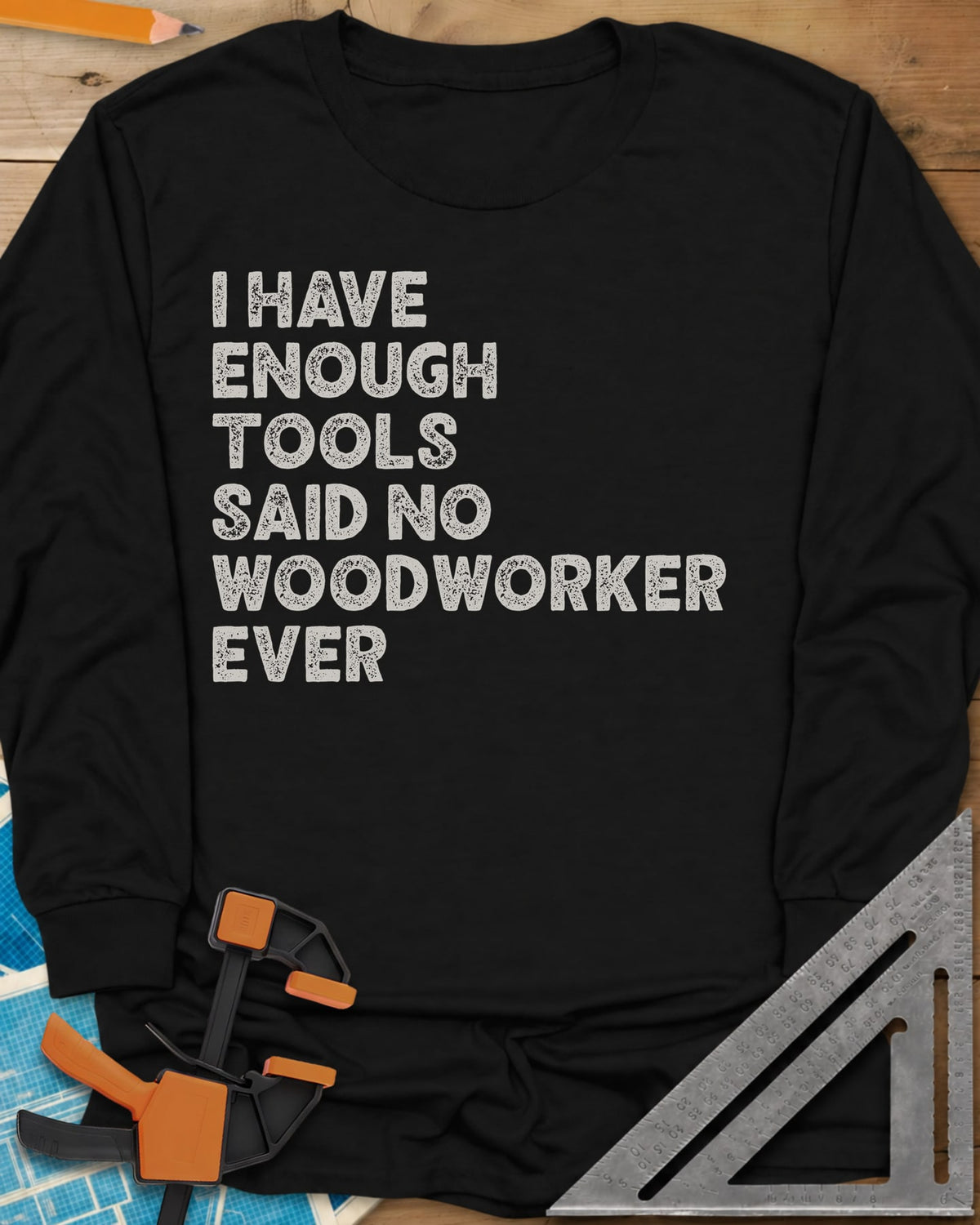Tool Addiction long sleeve shirt in Black, stacked chunky distressed lettering, text only